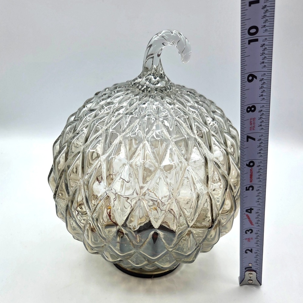 OLD Vintage Diamond Pattern LARGE Clear Glass Pumpkin LIGHTS UP‎ - Picture 3 of 4